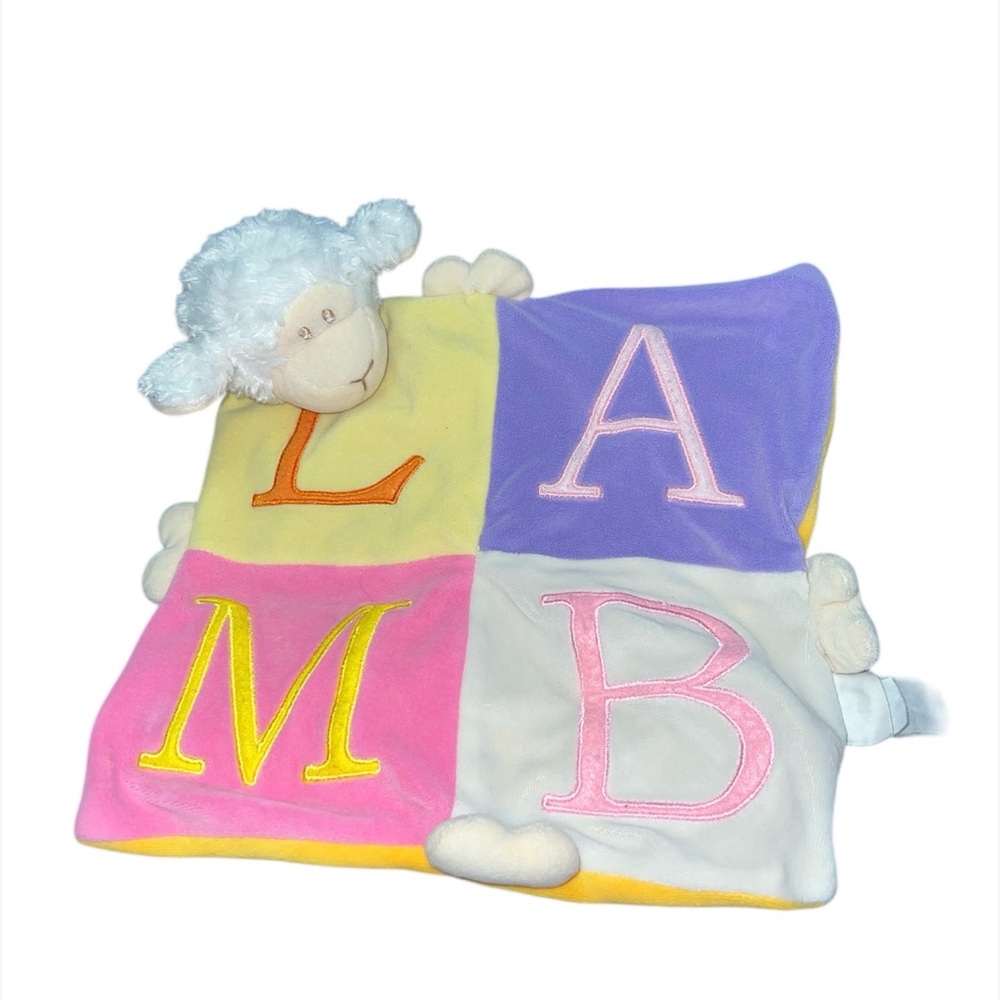 HTF Baby Connection Lamb Color Block Plush Lovey Security Blanket